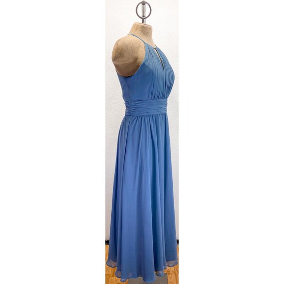 Kennedy Blue Halter Maxi High Waist Key Hole Back Light Blue Zip Dress Sz. 6 - Picture 4 of 8